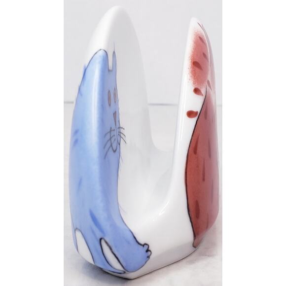 ? Helina Tilk Handpainted Ceramic Napkin Card Holder Dog and Cat~ Signed in VGUC - Picture 4 of 9